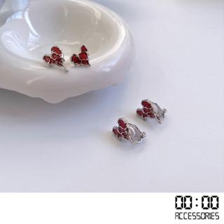 【00:00】韓國設計不對稱氣質熔岩愛心造型夾式耳環(無耳洞耳環 耳夾 夾式耳環 不對稱耳環 愛心耳環)