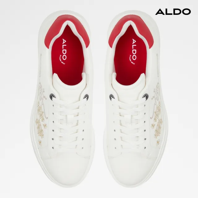 【ALDO】DAXTON-經典潮流限定款綁帶休閒小白鞋-男鞋(白混紅)