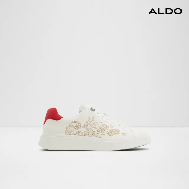 【ALDO】DAXTON-經典潮流限定款綁帶休閒小白鞋-男鞋(白混紅)