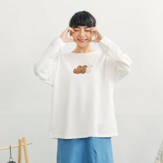 【Dailo】可愛草泥馬襯衫袖口衛衣長袖上衣(藍 黑 白)