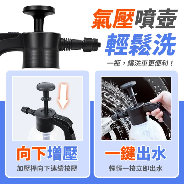 【JHS】手動氣壓式 泡沫噴壺 2L 送雙噴頭+車用抹布2入(氣壓式泡沫噴壺 泡沫噴壺)