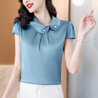 【Paiya 派亞】短袖小衫夏季寬鬆洋氣純色上衣(M-3XL)