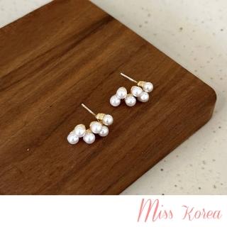 【MISS KOREA】韓國設計浪漫葡萄珍珠造型夾式耳環(無耳洞耳環 耳夾 夾式耳環 葡萄耳環 珍珠耳環)