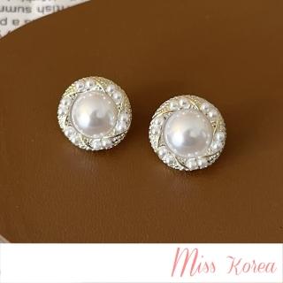【MISS KOREA】韓國設計高階感溫柔氣質珍珠圈圈夾式耳環(無耳洞耳環 耳夾 夾式耳環 珍珠耳環 圈圈耳環)
