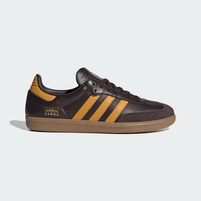 【adidas 愛迪達】Samba OG 男 休閒鞋 運動 經典 復古 Originals 皮革 膠底 深咖 黃(IG6174)