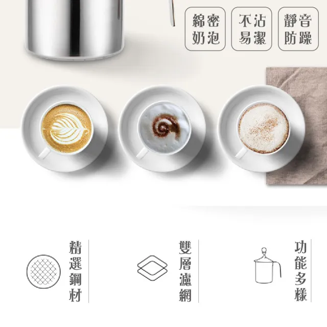 【拉花必備】不鏽鋼雙層打奶泡器 大款(咖啡 奶泡機 奶泡杯 花式咖啡 手動打奶泡 拉花鋼杯)