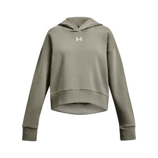 【UNDER ARMOUR】UA 女童 Rival Fleece Crop短版帽T_1379517-504(綠)