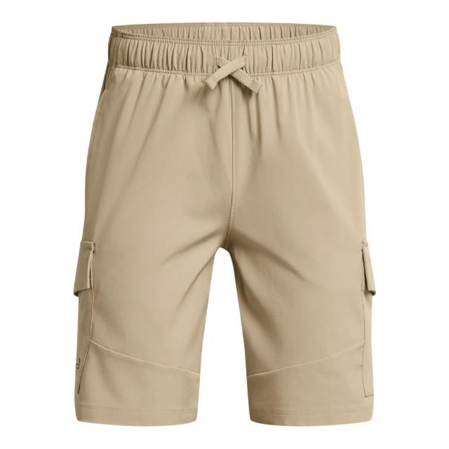 【UNDER ARMOUR】UA 男童 Pennant Woven Cargo 運動短褲_1383125-299(卡其)