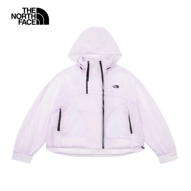 【The North Face】北面UE女款紫色防潑水舒適透氣可調節連帽防風外套｜8867PMI