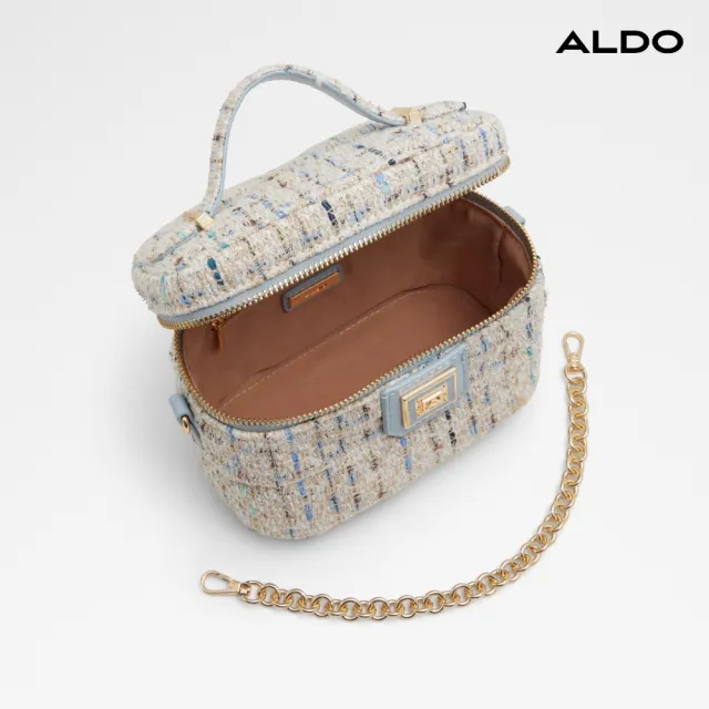 【ALDO】CASANOVA-精緻感毛呢寶盒迷你手提斜背包-女包(混色藍)