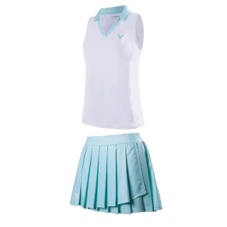 【VICTOR 勝利體育】針織運動套裝 背心+短裙(TK-41032 M 淺粉藍)