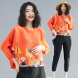 【K.W.】型-韓國三宅壓褶風格精品印花外套上衣二用(2色選一)
