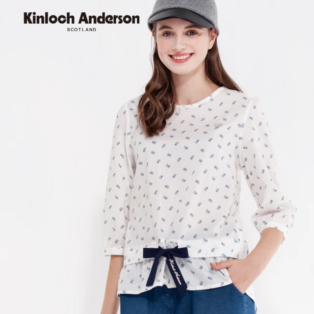 Kinloch Anderson 圓領滿版印花綁帶五分袖上衣 金安德森女裝(KA0971012)