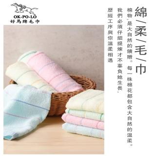 【OKPOLO】臺灣製造單線條吸水毛巾-12入組(純棉家庭首選)
