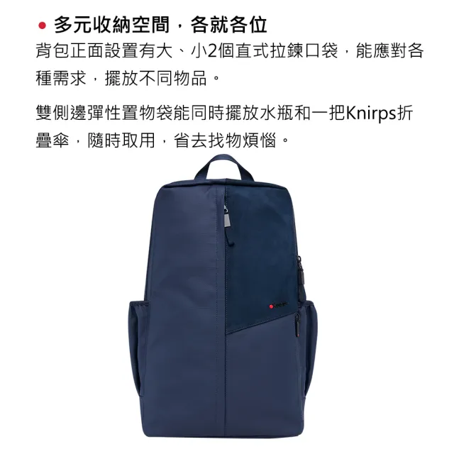 【Knirps 德國紅點傘】EDC Backpack後背包(黑/藍)