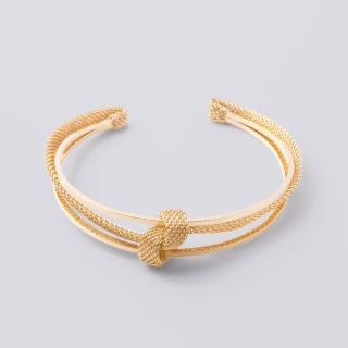 【Olivia Yao Jewellery】18K勝利扭結手工金屬布編織雙層手環(The Coronation)