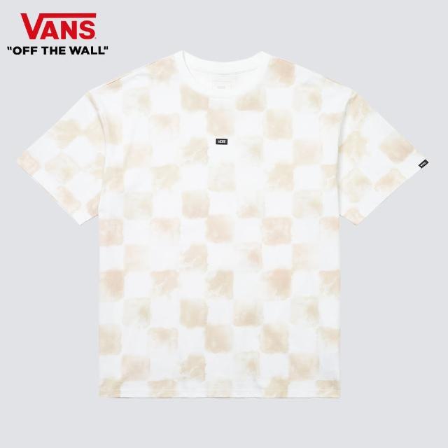 【VANS 官方旗艦】Checker 男女款卡其色暈染棋盤格短袖T恤