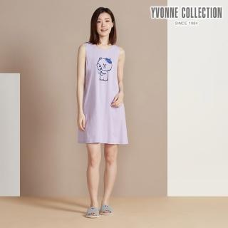 【YVONNE 以旺傢飾】熊大麵包網印無袖洋裝-薰衣草紫(LINE FRIENDS)