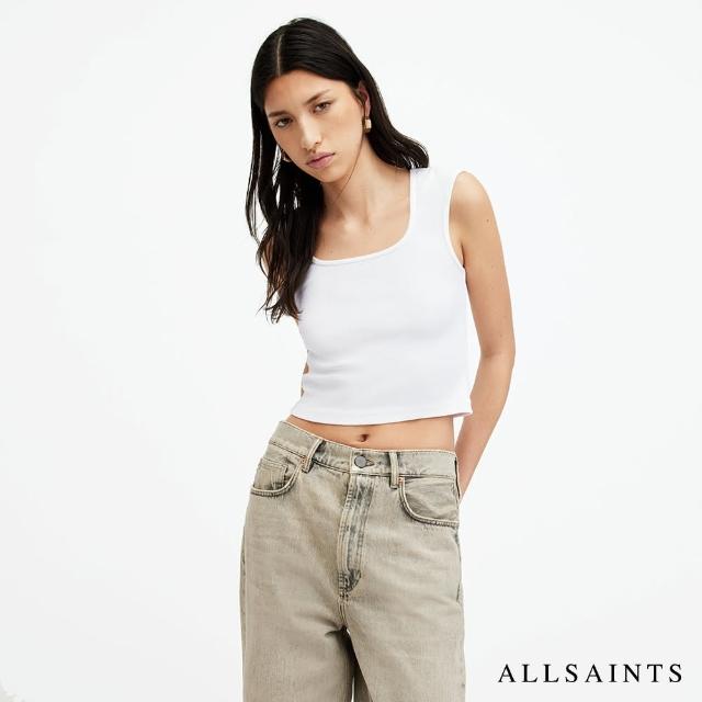 【ALLSAINTS】TAMIE 彈力羅紋短版背心-白 W014JA(修身版型)