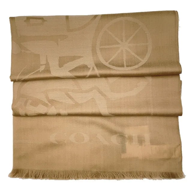 【COACH】大馬車 LOGO100%羊毛絲巾圍巾(太妃糖咖)