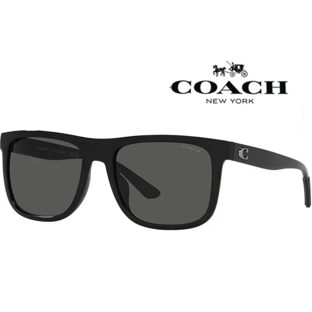 【COACH】亞洲版 時尚方框太陽眼鏡 輕量設計 HC8367U 500287 亮黑框抗UV深灰鏡片 公司貨