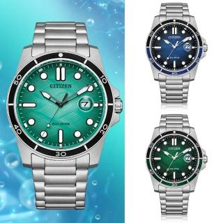 【CITIZEN 星辰】光動能潮流潛水錶風格手錶-41.5mm/3色可選 禮物(AW1810-85L/AW1811-82X/AW1816-89L)