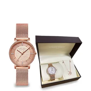 【HANNAH MARTIN】時尚璀璨鑲鑽女錶米蘭錶帶-大禮盒套組 母親節(HM-1074)