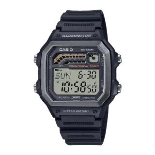 【CASIO 卡西歐】數位男錶 多功能計時器 定時器 LED照明 防水100米 WS-1600H(WS-1600H-1A)