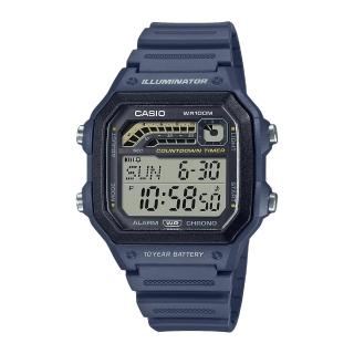 【CASIO 卡西歐】數位男錶 多功能計時器 定時器 LED照明 防水100米 WS-1600H(WS-1600H-2A)