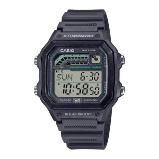 【CASIO 卡西歐】數位男錶 多功能計時器 定時器 LED照明 防水100米 WS-1600H(WS-1600H-8A)