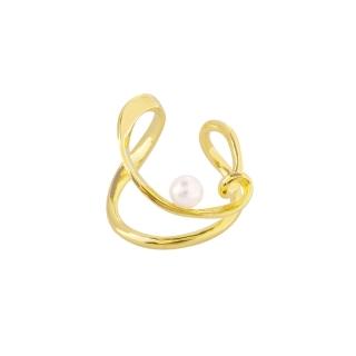 【Olivia Yao Jewellery】925純銀律動曲線天然珍珠耳夾(Fern Collection/無耳洞福音)