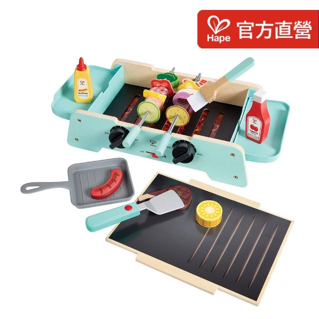 【Hape】多功能聲光模擬BBQ組合(家家酒/角色扮演/好收納/烤肉玩具/BBQ玩具/生日禮物/兒童玩具)