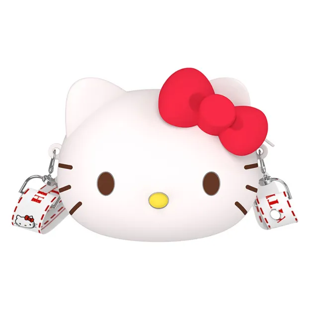 【SANRIO 三麗鷗】卡通系列矽膠元氣大頭造型外出隨身小包包-小款式(平輸品)