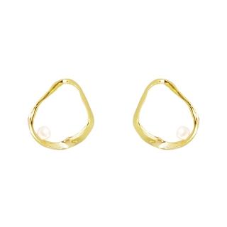 【Olivia Yao Jewellery】輕奢感首飾 天然珍珠 鏤空金絲耳環(Ripple Collectionn)