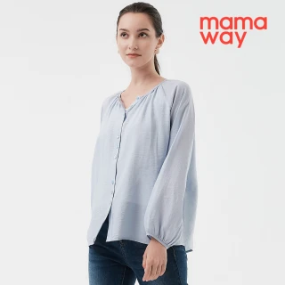 【mamaway 媽媽餵】簡約圓領縮褶廓型孕哺襯衫