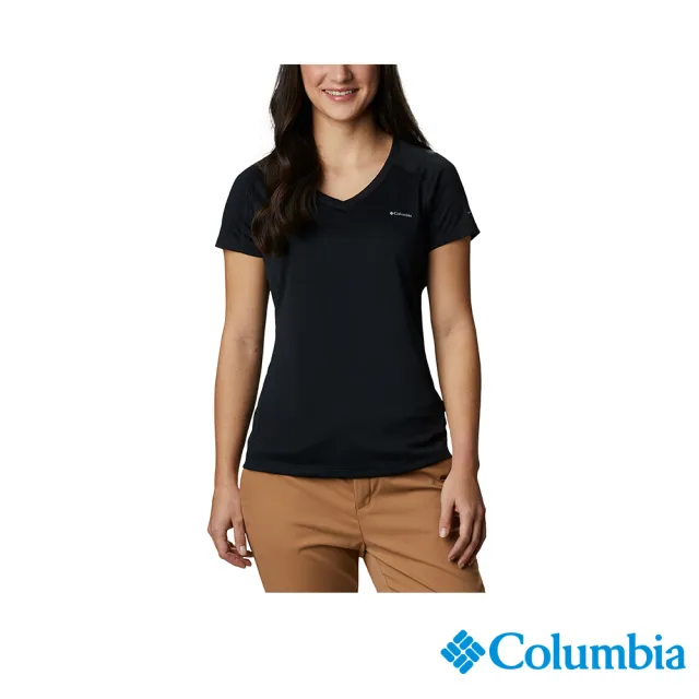 【Columbia 哥倫比亞 官方旗艦】女款-Zero Rules™涼感快排短袖上衣-黑色(UAR69140BK/IS)