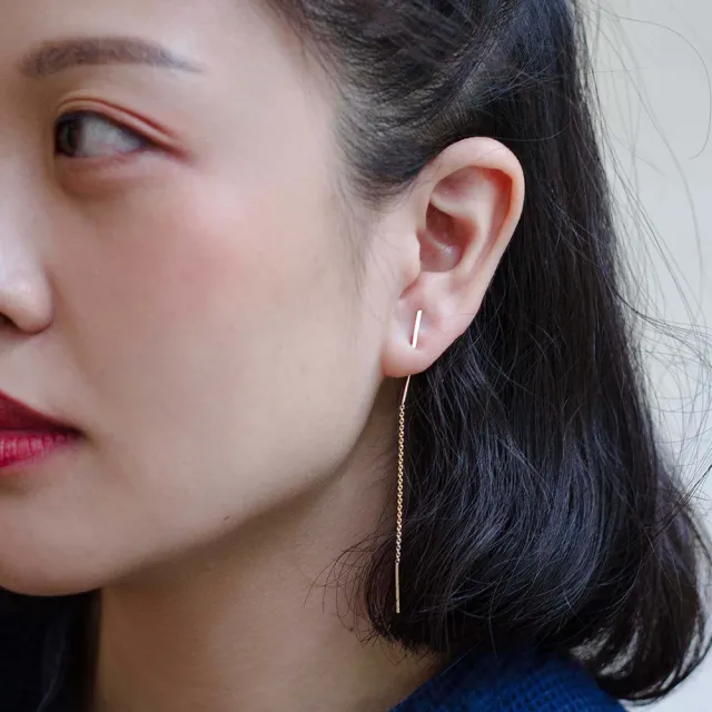 【Olivia Yao Jewellery】歐美時尚感 簡約有型 極簡閃電單耳環(Drape Collectionn)