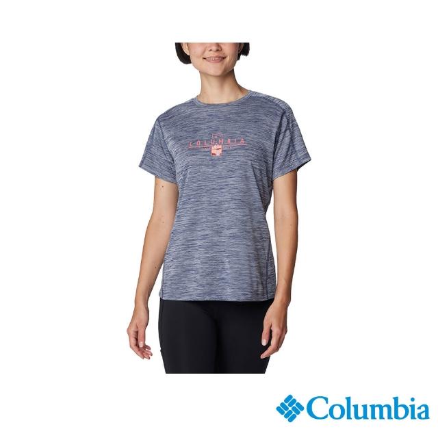【Columbia 哥倫比亞 官方旗艦】女款-W Zero Rules涼感快排短袖上衣-深藍色(UAR55460NY/IS)