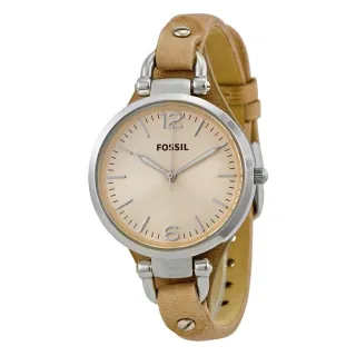【FOSSIL】纖纖小手簡約輕量皮革腕錶-卡其色/32mm(ES2830)
