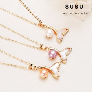 【SU SU】小尾巴淡水珍珠項鍊(925 純銀 鈦鋼 低敏 水晶 珍珠 飾品 耳環 項鍊 手鍊 優雅 約會 好運)