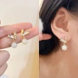 【Emi 艾迷】韓系美好點鑽愛心珍珠鋯石 925銀針 耳環