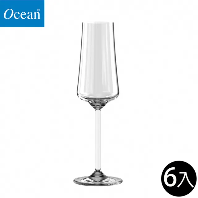 【Ocean】無鉛玻璃香檳杯 220ml 6入組 Allure系列(玻璃杯 香檳杯 氣泡酒杯 笛型杯)