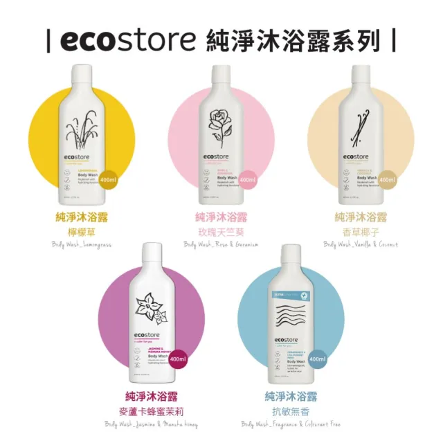 【ecostore 宜可誠】純淨沐浴露-玫瑰天竺葵(400ml)