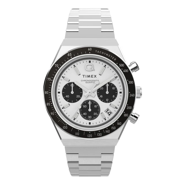 TIMEXTIMEX QTimex 40毫米 不鏽鋼三眼計時腕錶 白x銀 TXTW2W53300