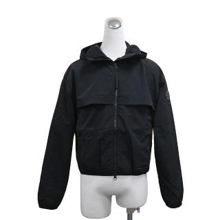 【CANADA GOOSE】CANADA GOOSE側邊LOGO圓形貼花設計尼龍連帽外套(女款/黑)