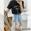 【UniStyle】短袖圓領T恤 韓版蝴蝶結飄帶印花上衣 女 UP1680(黑)
