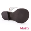 【MAGY】金屬造型飾釦牛皮平底涼鞋(米色)