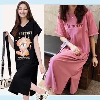 【ONEY 歐妮】★經典百搭中長版短袖T恤洋裝(女上衣/短袖/休閒/6款任選)