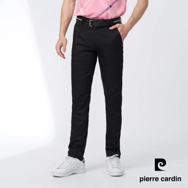 pierre cardin 皮爾卡登 商務休閒 男款 彈性平口休閒長褲-黑色(5247831-39)