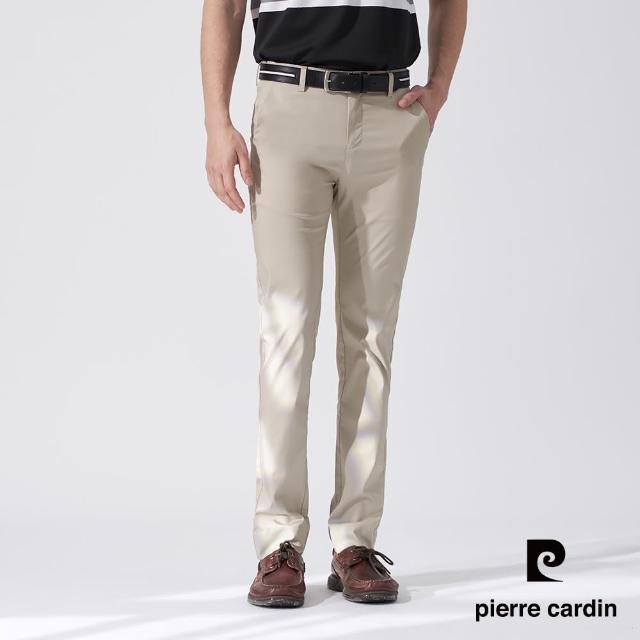 【pierre cardin 皮爾卡登】商務休閒 男款 彈性平口休閒長褲-卡其色(5247831-84)